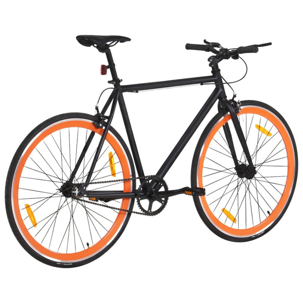 Bicicleta de mudanças fixas 700c 55 cm preto e laranja