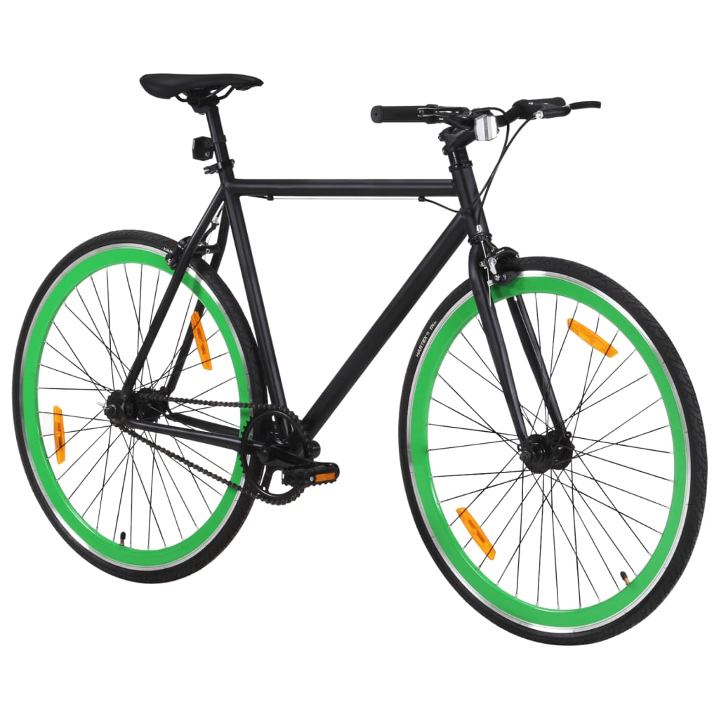 Bicicleta de mudanças fixas 700c 55 cm preto e verde