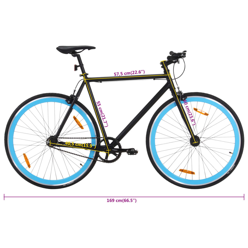 Bicicleta de mudanças fixas 700c 55 cm preto e azul