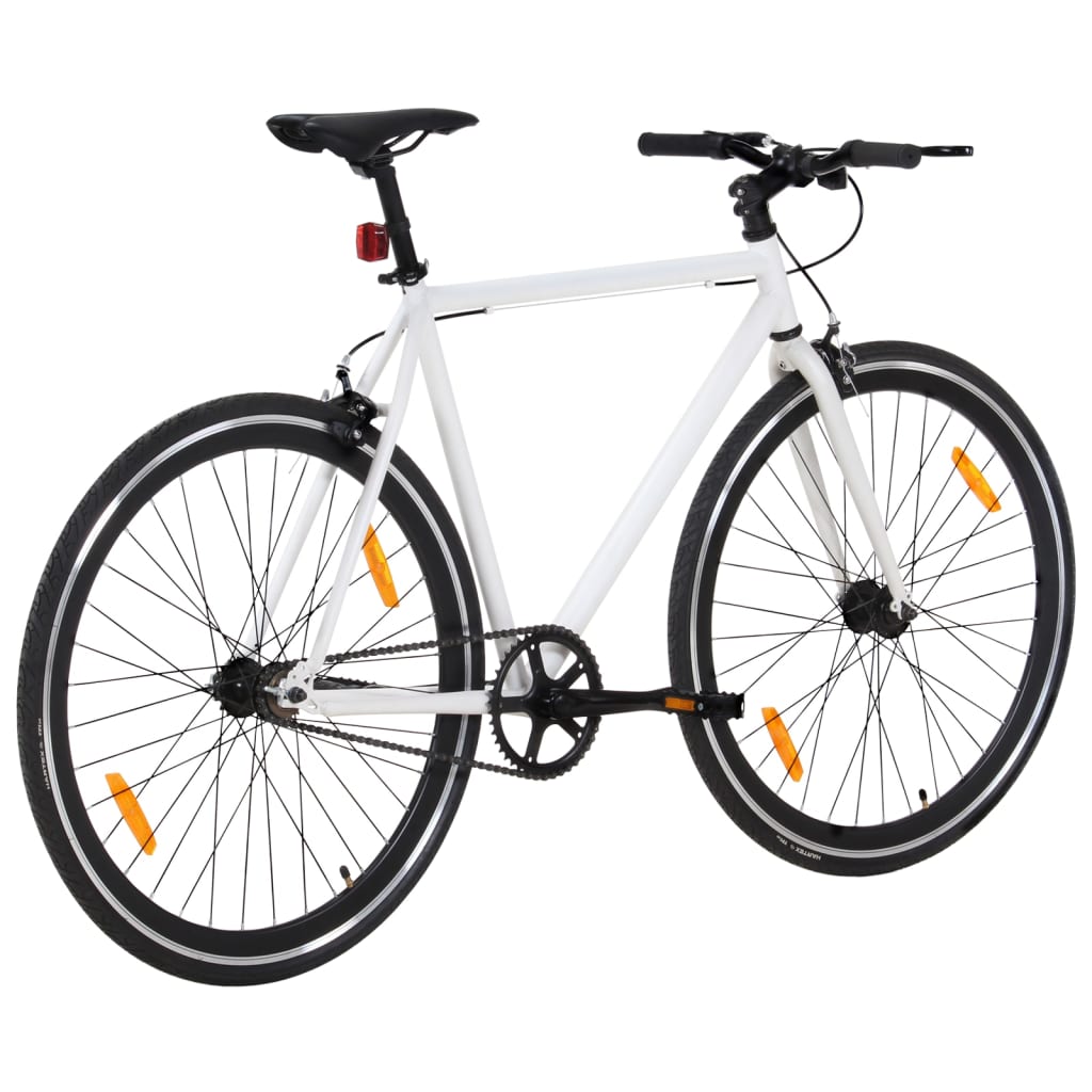 Bicicleta de mudanças fixas 700c 51 cm branco e preto