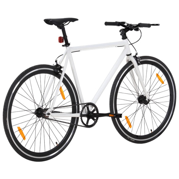 Bicicleta de mudanças fixas 700c 55 cm branco e preto