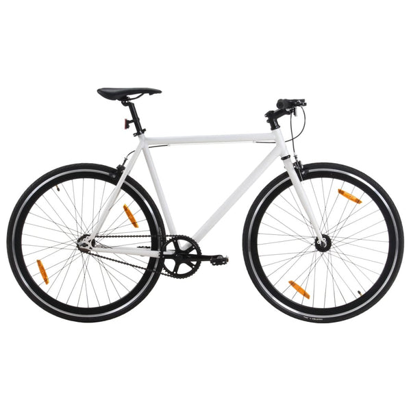 Bicicleta de mudanças fixas 700c 59 cm branco e preto