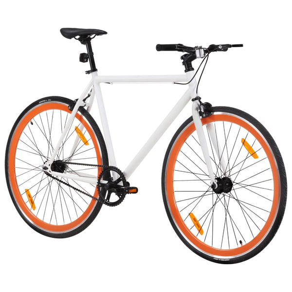 Bicicleta de mudanças fixas 700c 51 cm branco e laranja