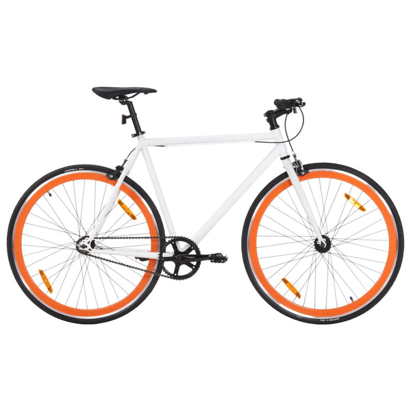 Bicicleta de mudanças fixas 700c 55 cm branco e laranja
