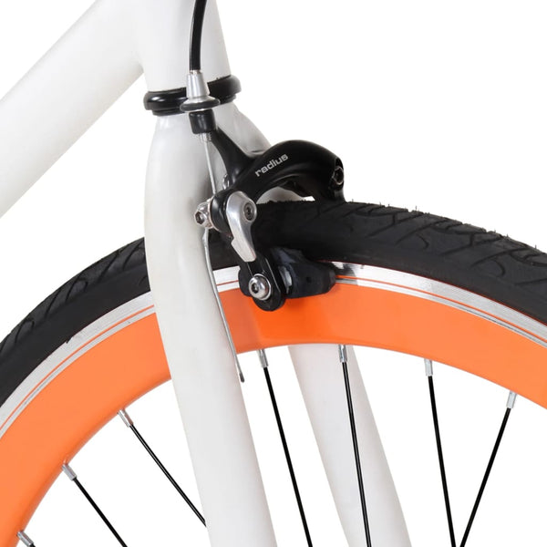 Bicicleta de mudanças fixas 700c 55 cm branco e laranja