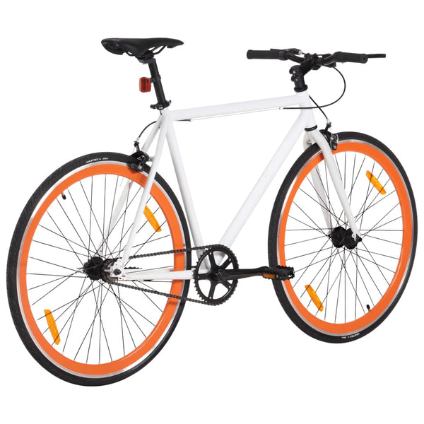 Bicicleta de mudanças fixas 700c 59 cm branco e laranja