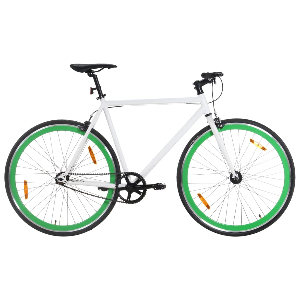 Bicicleta de mudanças fixas 700c 55 cm branco e verde