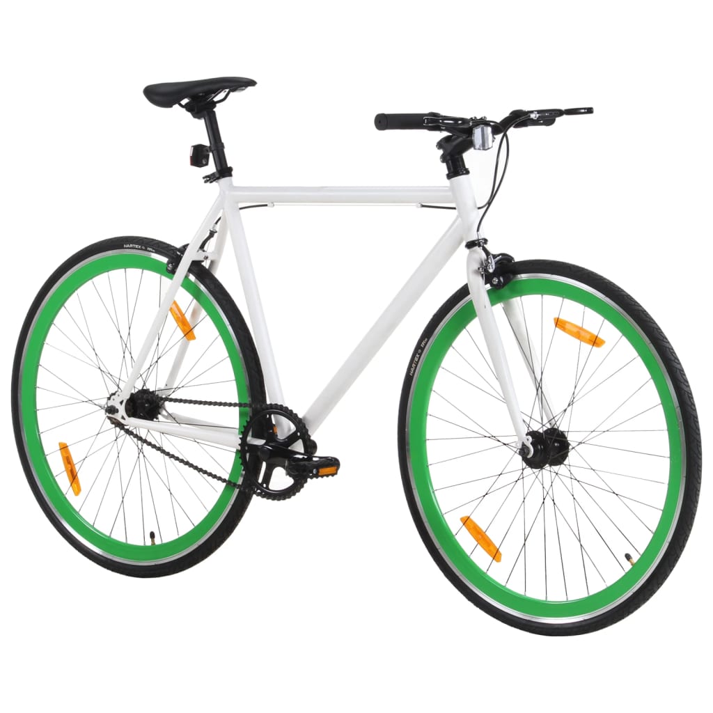 Bicicleta de mudanças fixas 700c 55 cm branco e verde