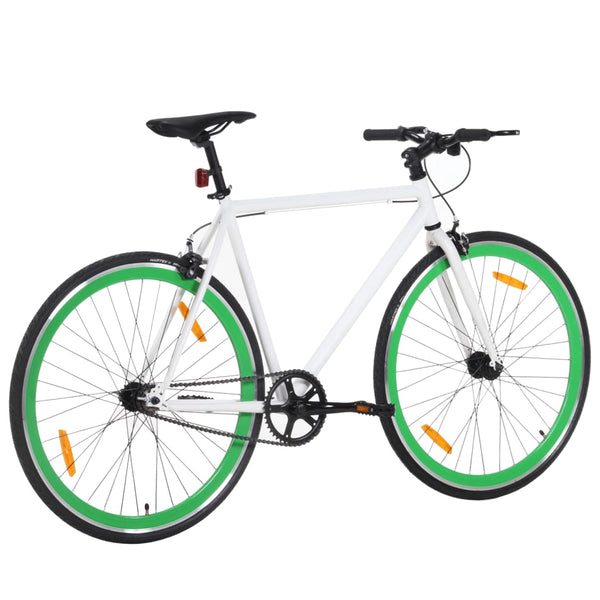 Bicicleta de mudanças fixas 700c 55 cm branco e verde