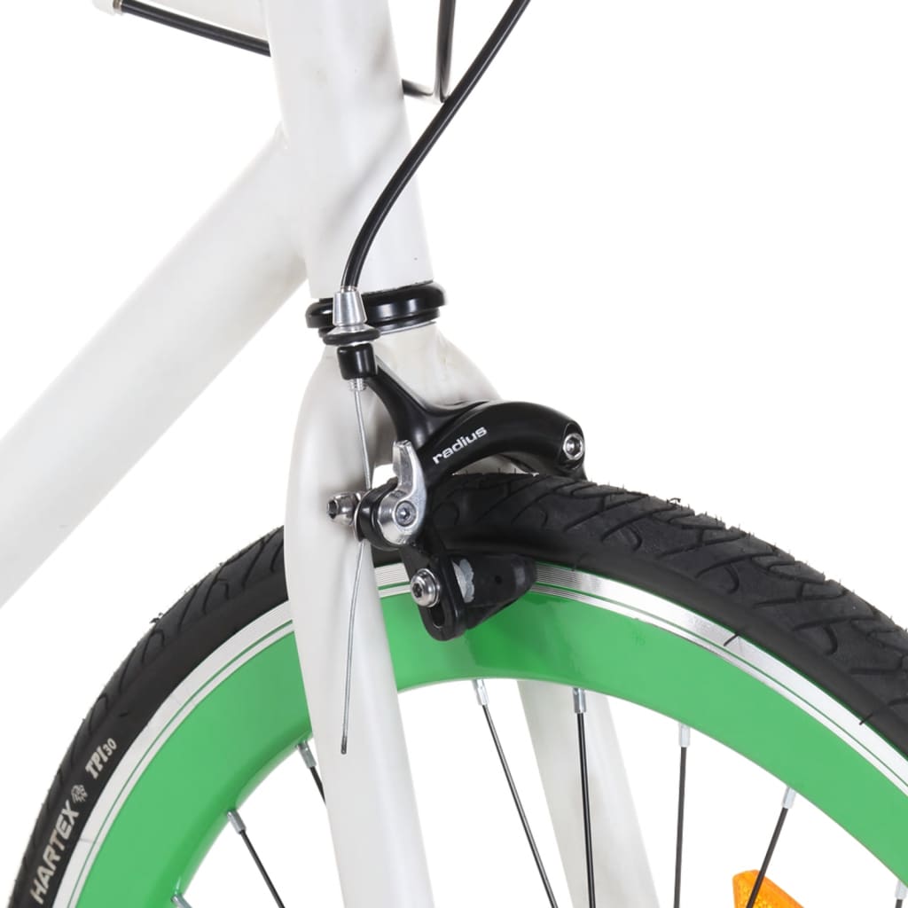 Bicicleta de mudanças fixas 700c 55 cm branco e verde