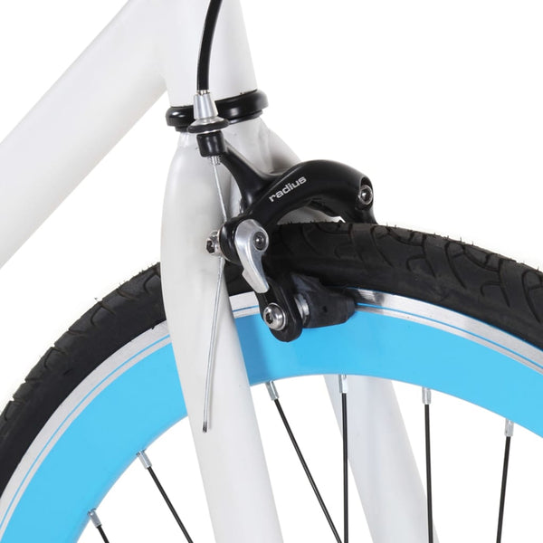 Bicicleta de mudanças fixas 700c 51 cm branco e azul