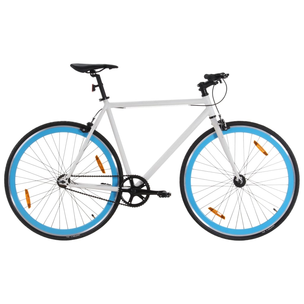 Bicicleta de mudanças fixas 700c 55 cm branco e azul