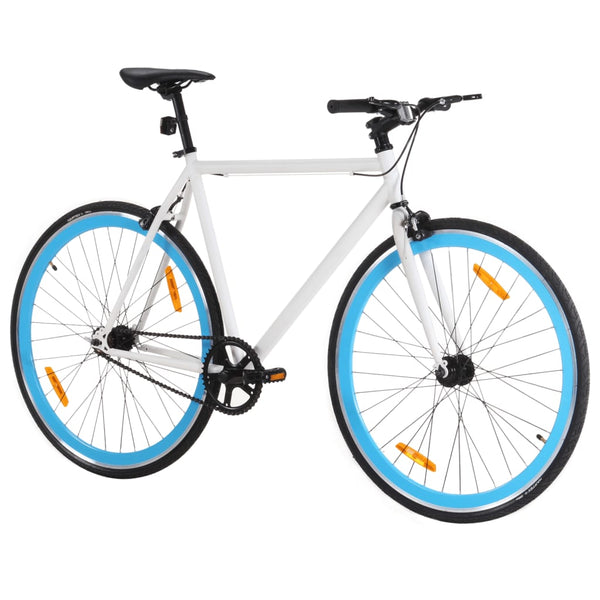 Bicicleta de mudanças fixas 700c 55 cm branco e azul