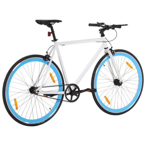 Bicicleta de mudanças fixas 700c 59 cm branco e azul