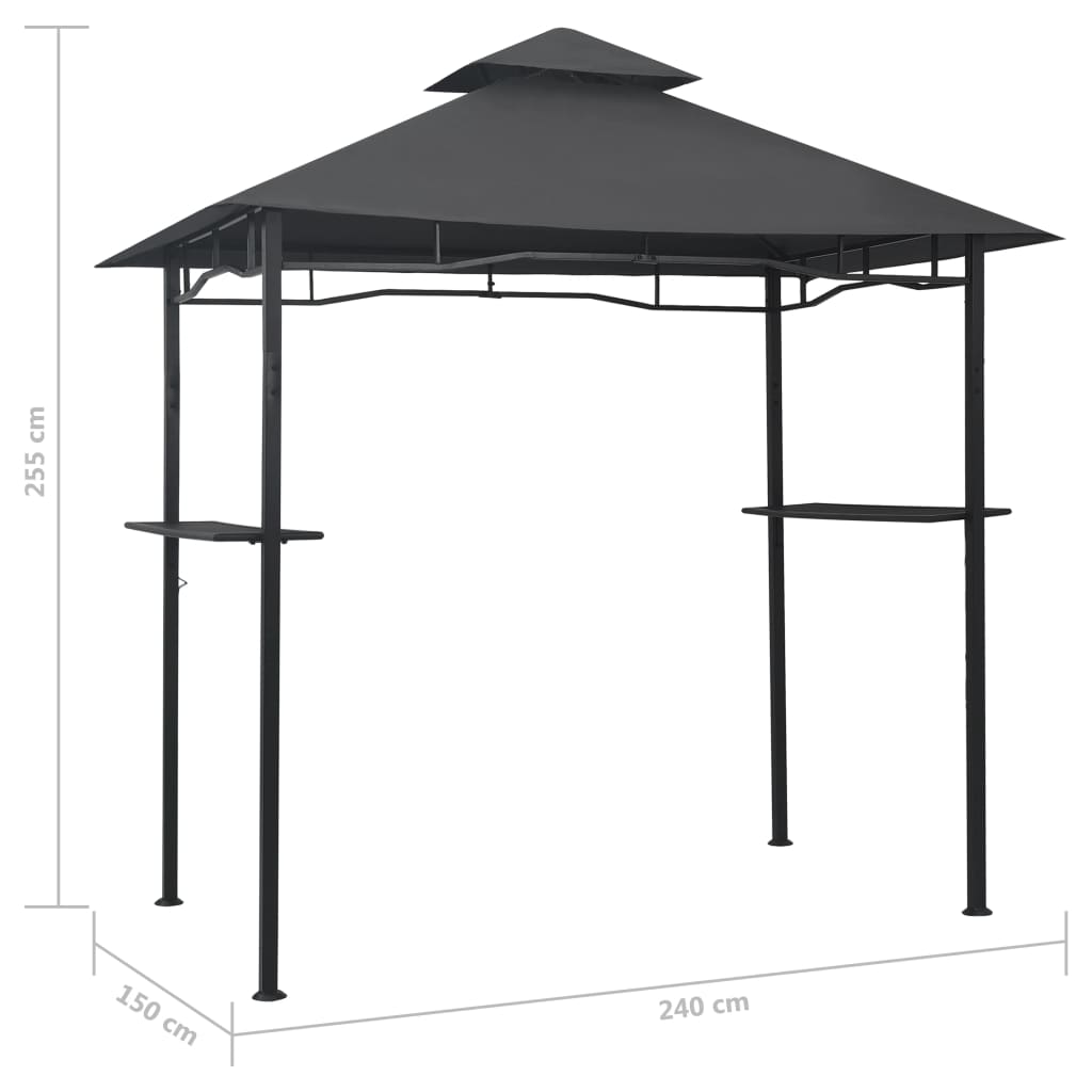 Gazebo de churrasco 240x150x255 cm aço antracite