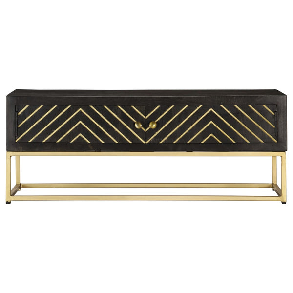 Mesa de centro 90x50x35 cm mangueira maciça preto e dourado