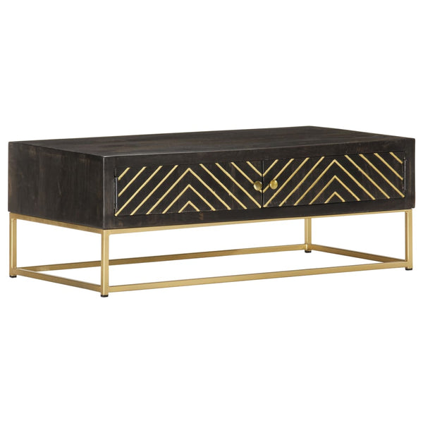 Mesa de centro 90x50x35 cm mangueira maciça preto e dourado