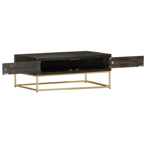 Mesa de centro 90x50x35 cm mangueira maciça preto e dourado