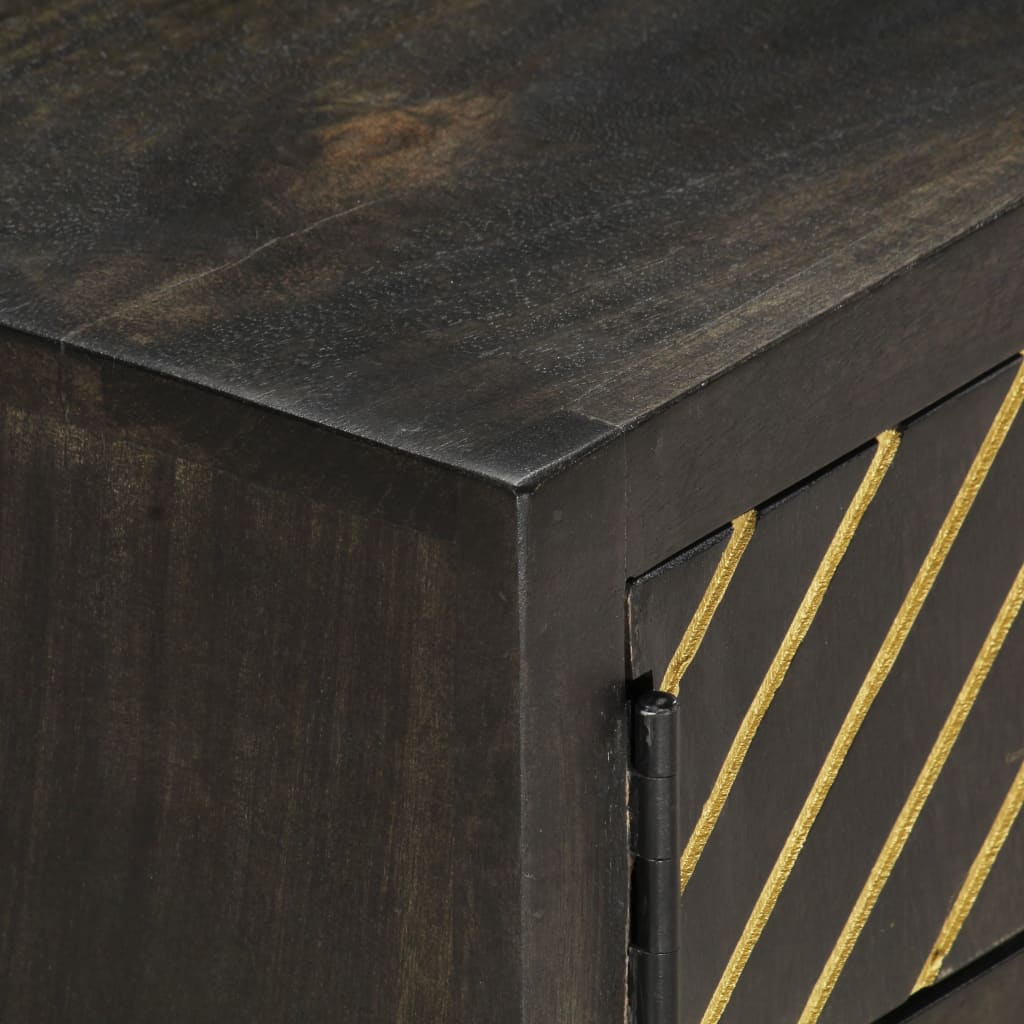 Mesa de centro 90x50x35 cm mangueira maciça preto e dourado