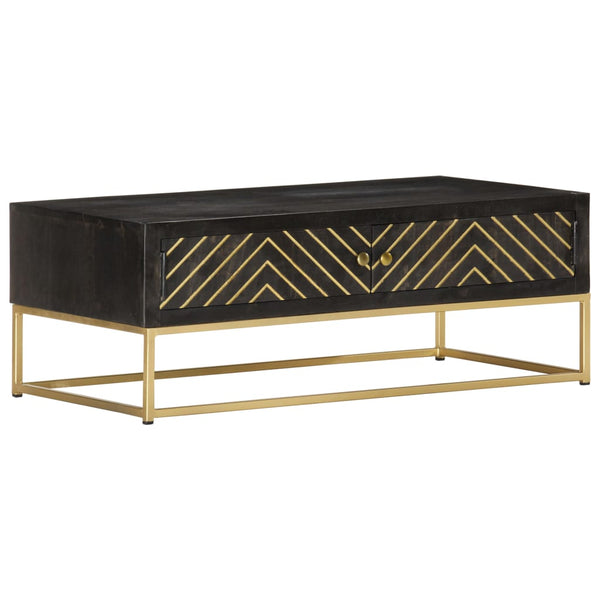 Mesa de centro 90x50x35 cm mangueira maciça preto e dourado