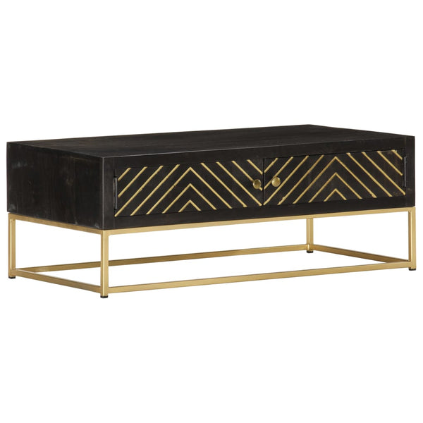 Mesa de centro 90x50x35 cm mangueira maciça preto e dourado