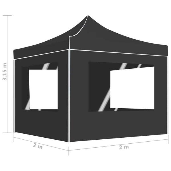 Tenda dobrável profissional com paredes alumínio 2x2m antracite