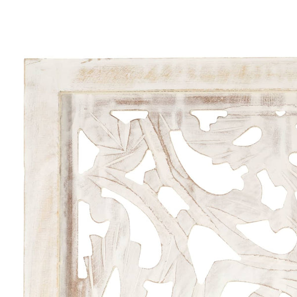 Biombo esculp. mão 3 painéis 120x165 cm mangueira maciça branco