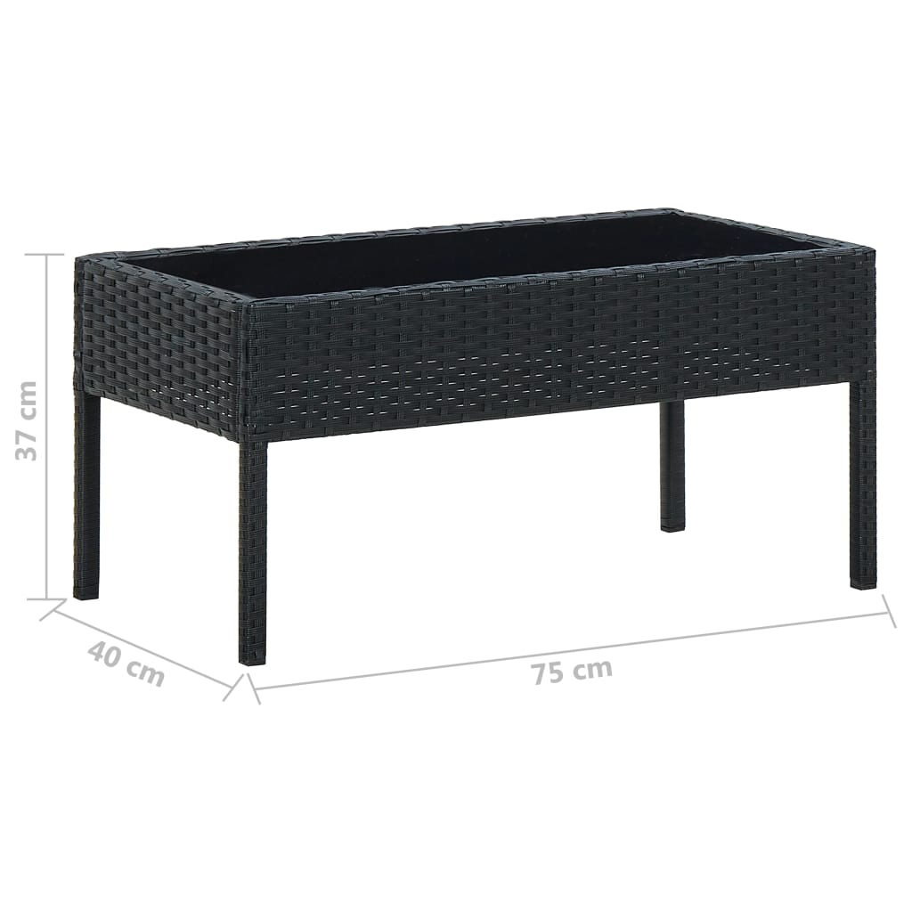 Mesa de jardim 75x40x37 vime PE preto