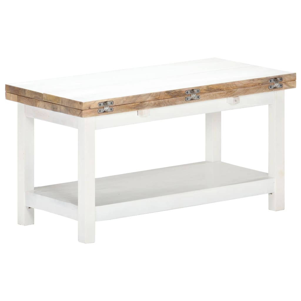 Mesa centro extensível 90x(45-90)x45 cm mangueira maciça branco