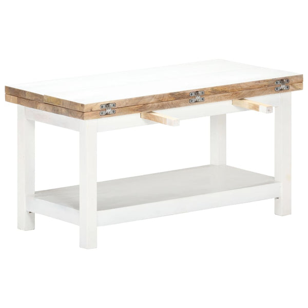 Mesa centro extensível 90x(45-90)x45 cm mangueira maciça branco