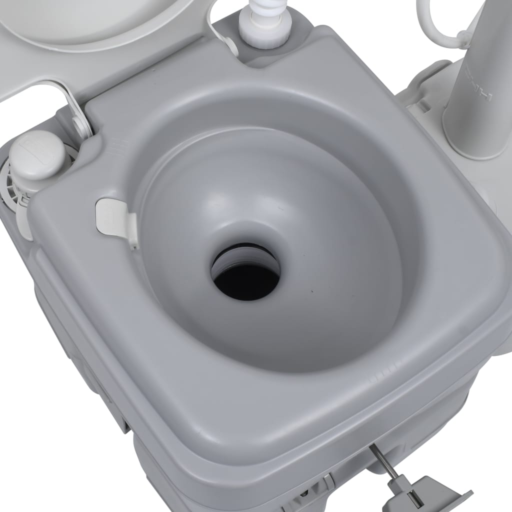 Conjunto sanita portátil com lavatório para campismo cinzento