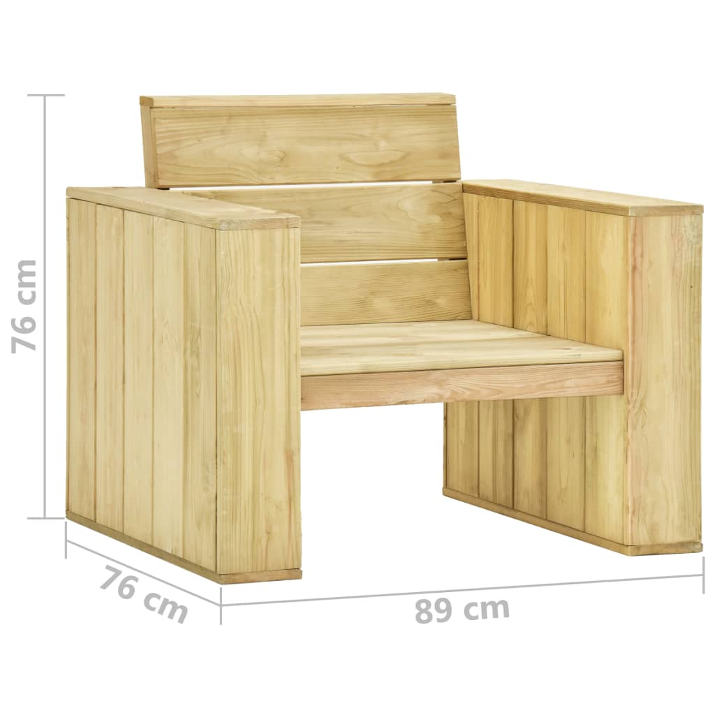 Cadeiras de jardim 2 pcs 89x76x76cm madeira de pinho impregnada