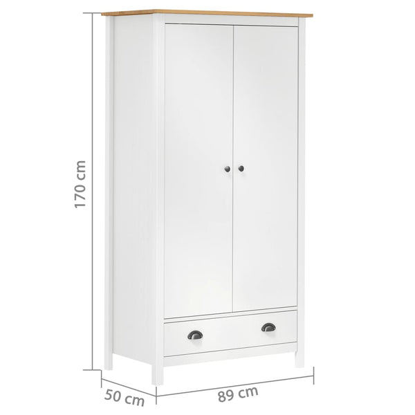 Roupeiro 2 portas Hill 89x50x170 cm pinho maciço branco