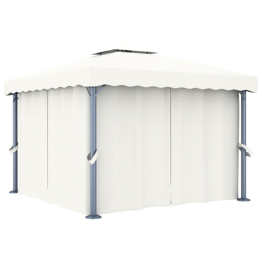 Gazebo com cortina 3x3 m alumínio branco nata