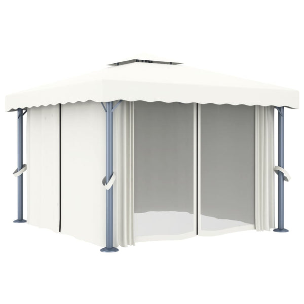 Gazebo com cortina 3x3 m alumínio branco nata