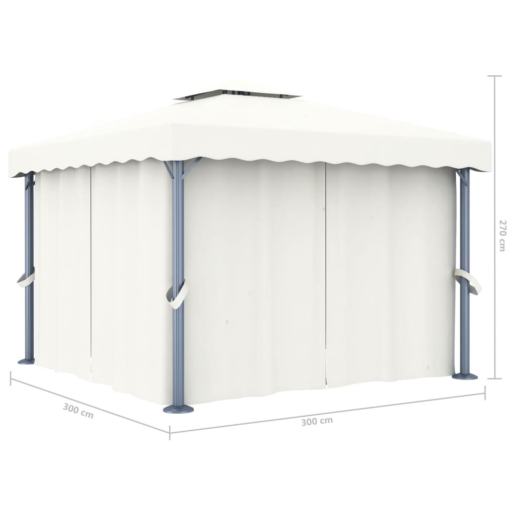 Gazebo com cortina 3x3 m alumínio branco nata