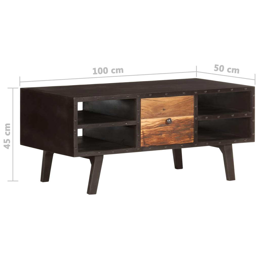 Mesa de centro 100x50x45 cm madeira recuperada maciça