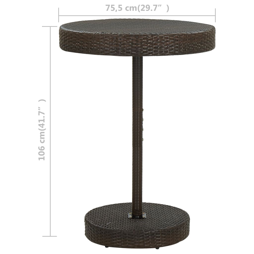 Mesa de jardim 75,5x106 cm vime PE castanho