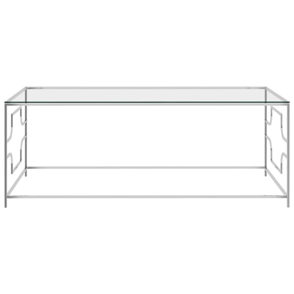 Mesa de centro 120x60x45 cm aço inoxidável prateado e vidro