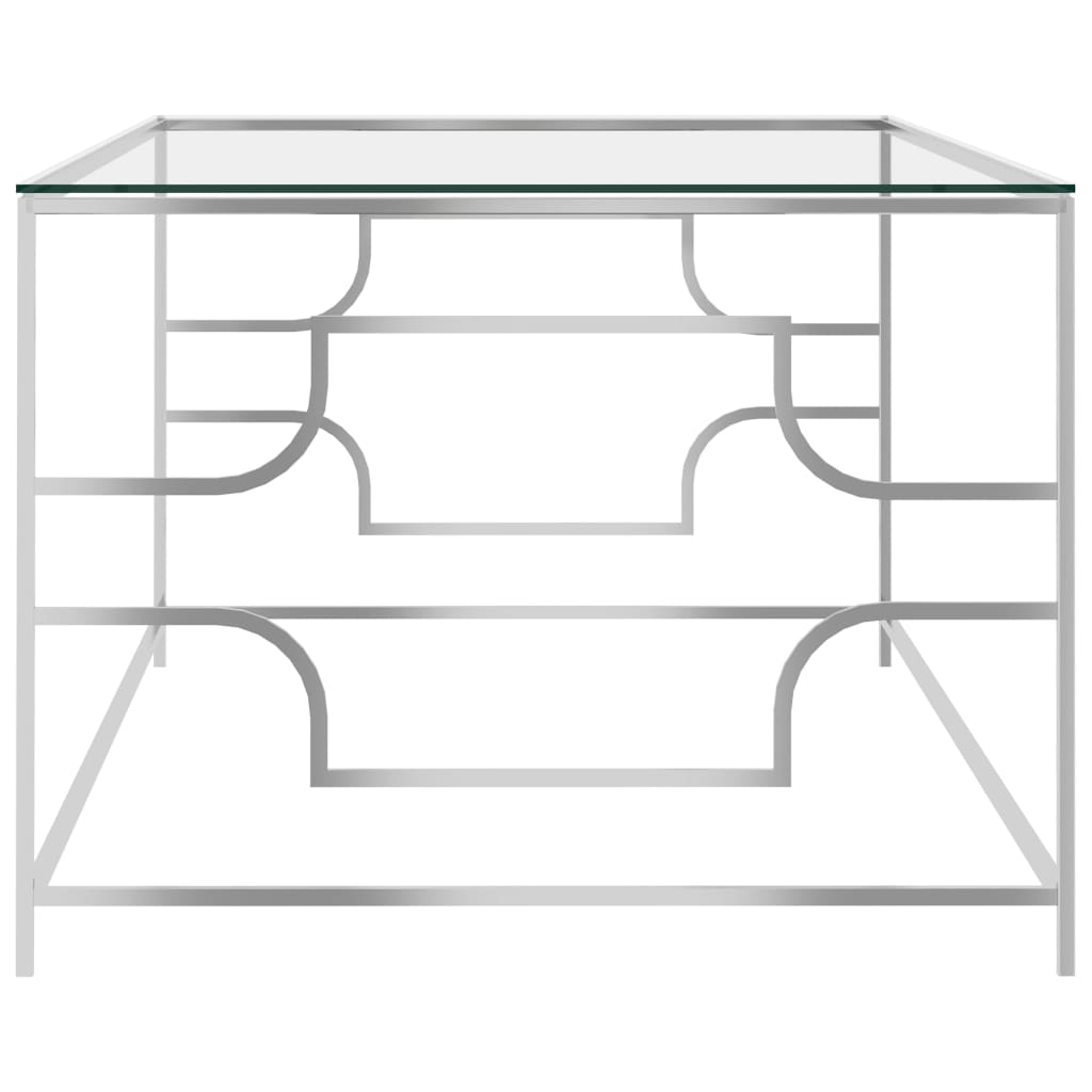 Mesa de centro 120x60x45 cm aço inoxidável prateado e vidro