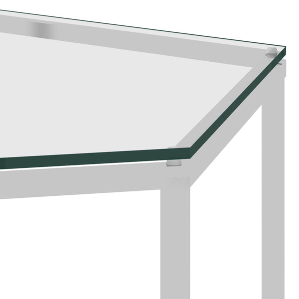 Mesa de centro 60x53x50 cm aço inoxidável e vidro prateado