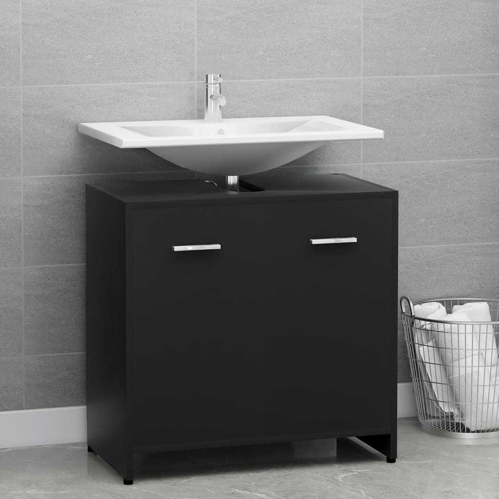 Armário casa de banho 60x33x61 cm derivados de madeira preto