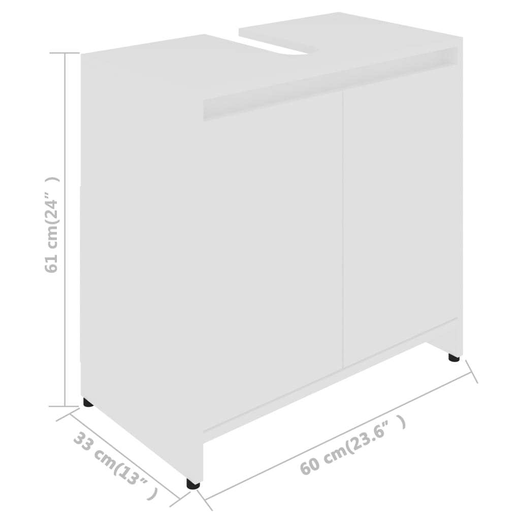 Armário de casa de banho 60x33x61 cm contraplacado branco