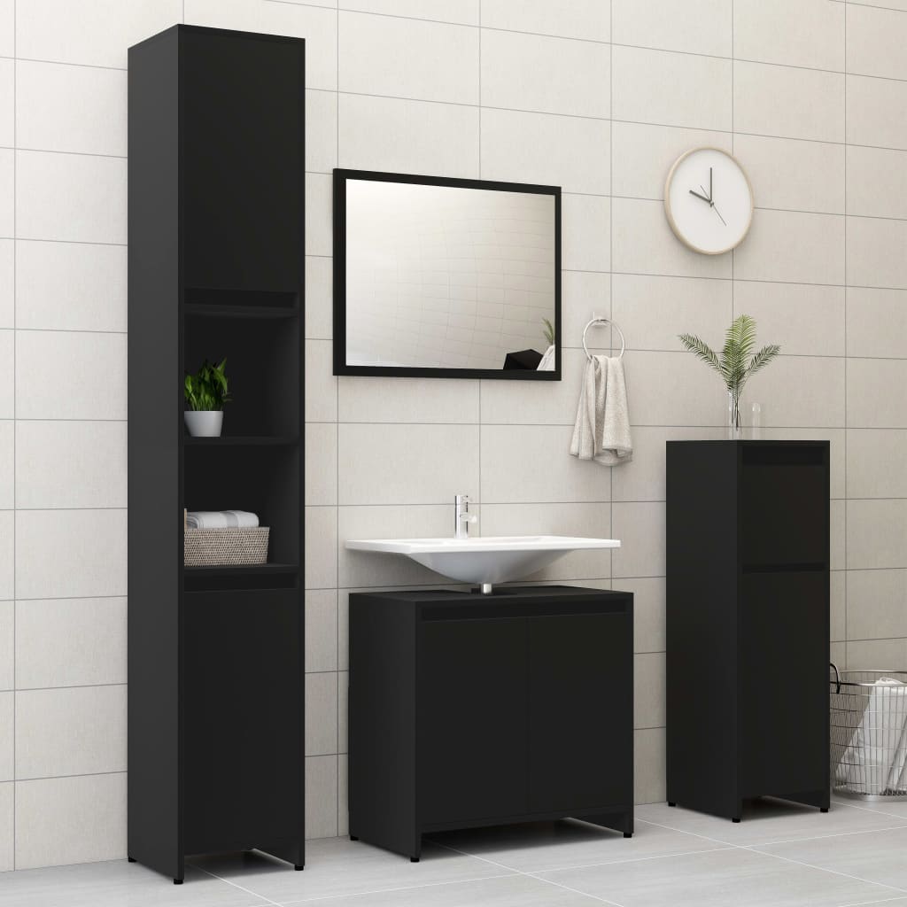 Armário de casa de banho derivados de madeira preto