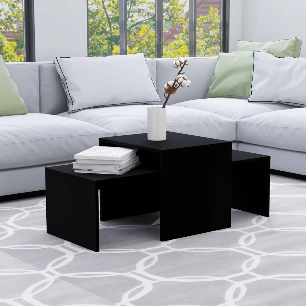 Conjunto mesas de centro 100x48x40 cm derivados madeira preto