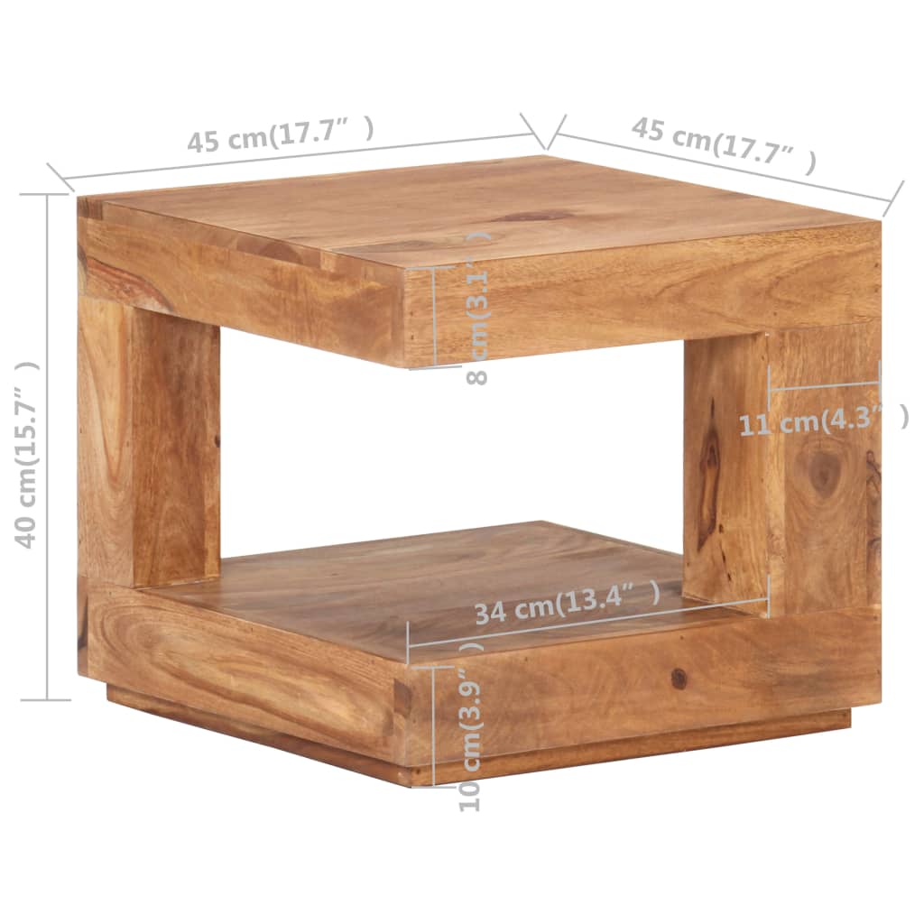 Mesa de centro 45x45x40 cm madeira de acácia maciça