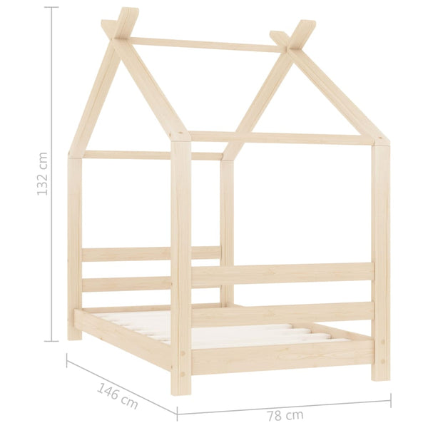 Estrutura de cama infantil 70x140 cm madeira de pinho maciça