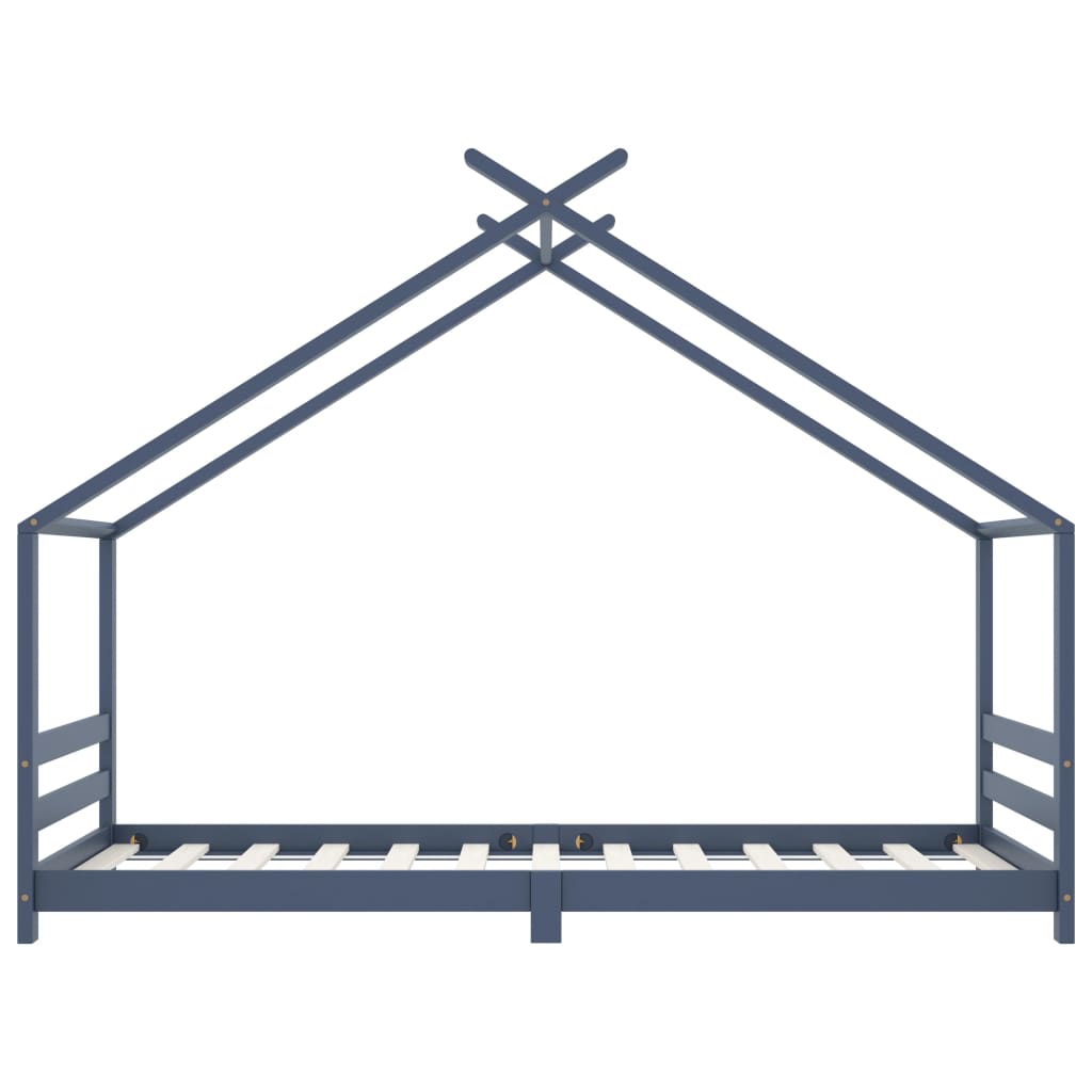 Estrutura de cama para crianças 90x200 cm pinho maciço cinzento