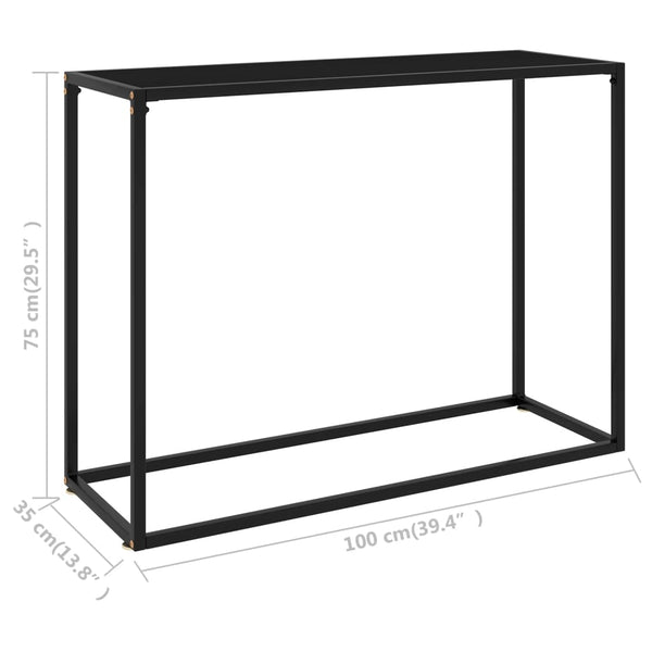 Mesa consola 100x35x75 cm vidro temperado preto