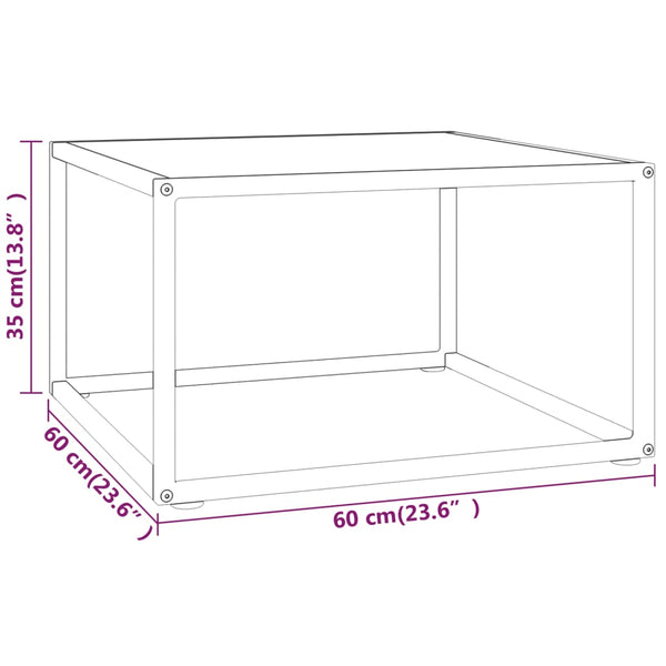 Mesa de centro 60x60x35 cm vidro mármore branco